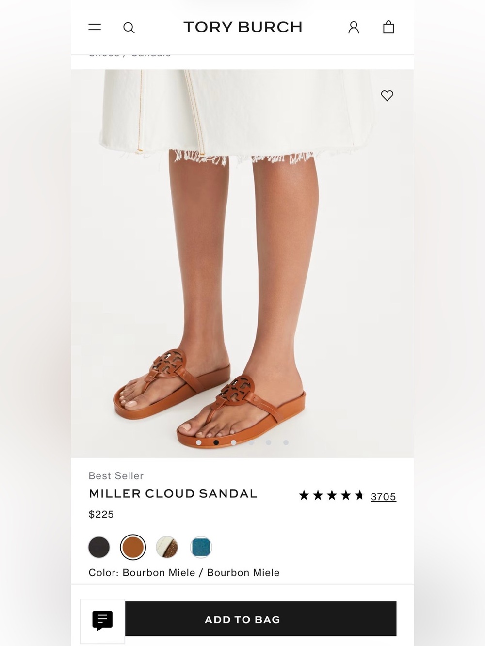 Tory Burch Kids Leather Logo Toe-Post Sandal in Bourbon Miele